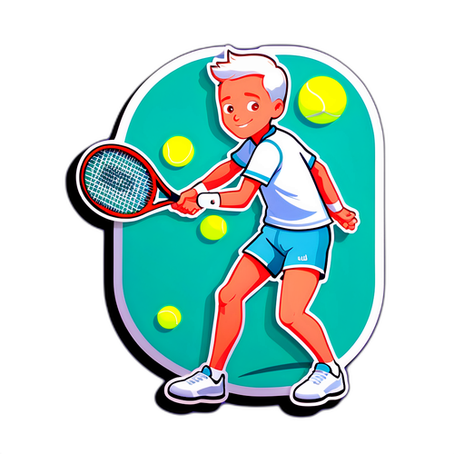 Minimalist og moderne klistremerke av Casper Ruud med tennisracket