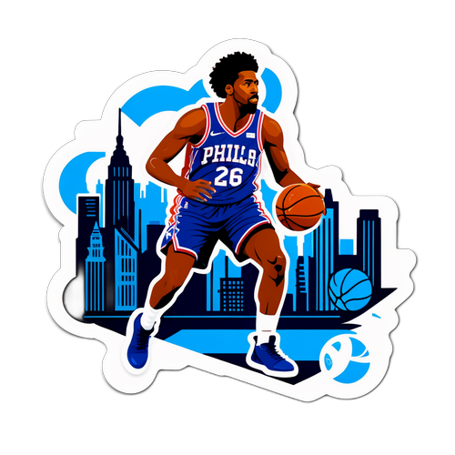 Autocollant représentant un joueur des 76ers en action