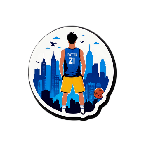 Stiker Rincian Alessandro Bastoni dengan Latar Belakang Skyline Kota