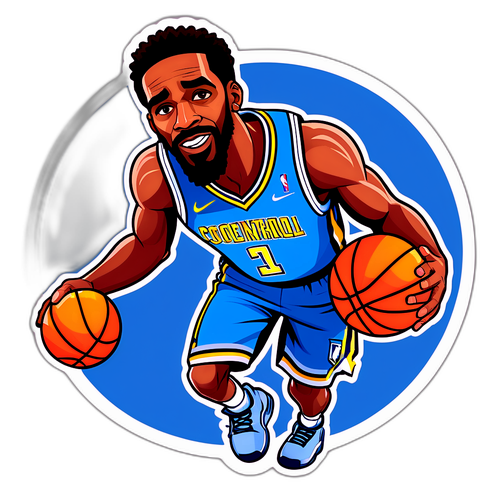 Karikatura ni Mike Conley na may hawak na basketball