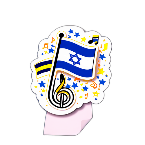İsrail Bayrağı ve Eurovision Nota Tasarımı Sticker