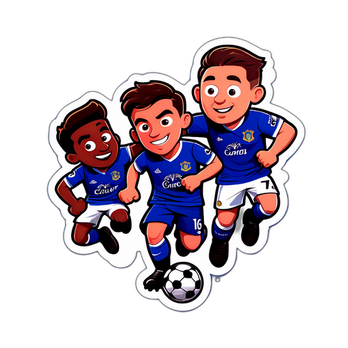 Hauska jalkapallokohtaus Evertonin ja Manchester Unitedin maskoteilla