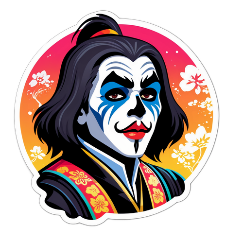 Kiss Gy. Csaba karaktere a színes japán háttér előtt