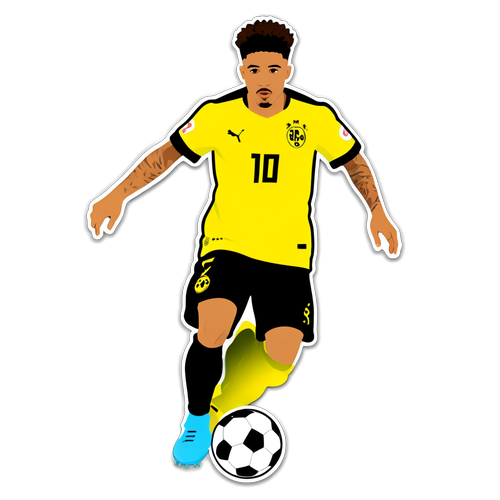 Ilustrasi Jadon Sancho Menembusi Pertahanan dalam Gaya Dinamik