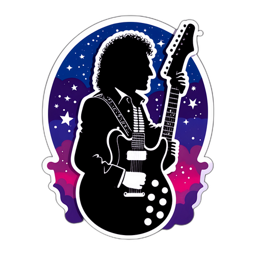 Minimalist Guitar Silhouette med Stjernehimmel