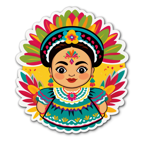 Sticker de Paquita con arte cultural mexicano