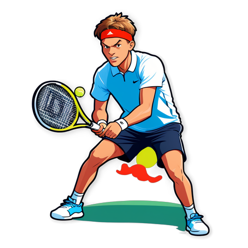 Tenniswedstrijd Cartoon Sticker