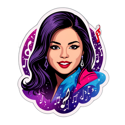 Selena'nın İkonik Görseli ile Müzikal Nota Tasarımı