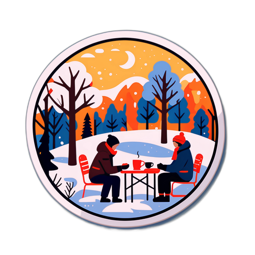 Malumbay na Sticker ng Snow-Covered Park sa New York