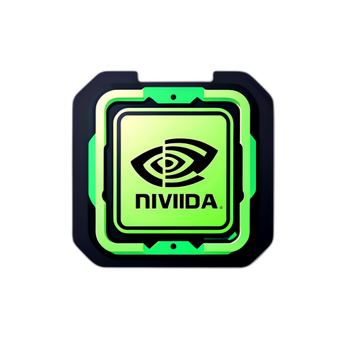 Minimalist Aufkleber mit Chipdesign und Nvidia-Logo