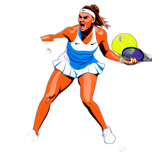 Autocolant cu Aryna Sabalenka în acțiune pe terenul de tenis