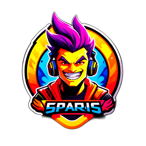 Яскравий наліпка, що відображає атмосферу живого esports заходу