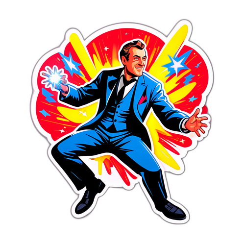 Autocollant stylisé de Benjamin Voisin en action