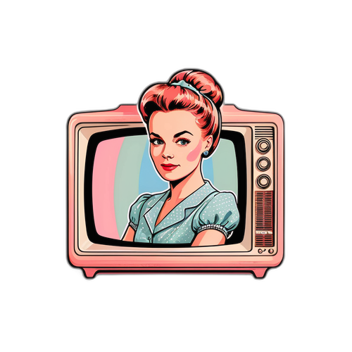 Elegancka naklejka w stylu vintage z telewizyjnym motywem