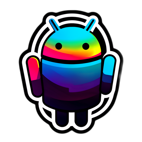サイバーセキュリティとAndroid・Qualcommロゴの融合ステッカー