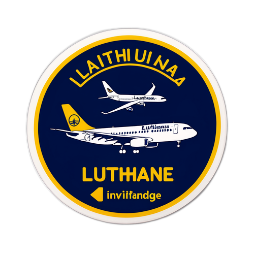 Aufkleber mit Lufthansa Flughafen und humorvollem Hinweis zu Flugverspätungen