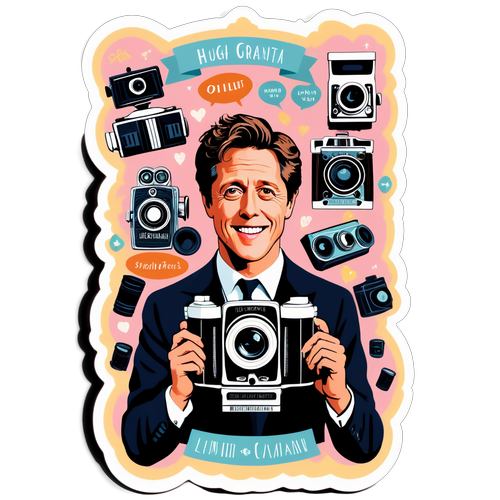 Hugh Grant med Vintage Filmkameraer
