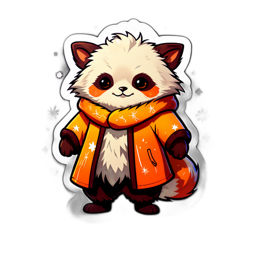 Наклейка с волшебным меховым пальто