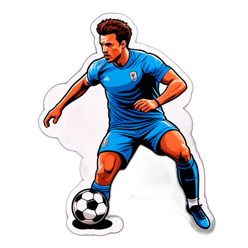 Dynamic Soccer Player Action Sticker