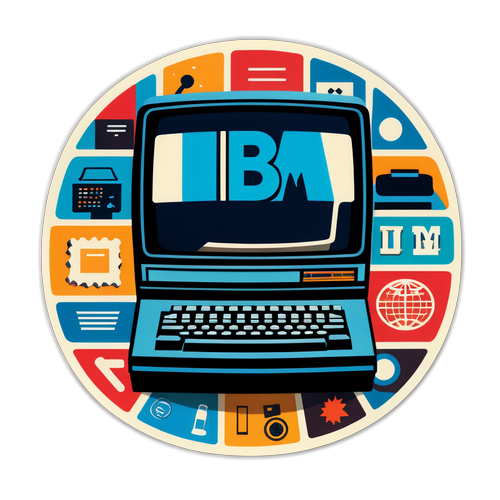 Retro-Inspired IBM Logo na may mga Icon ng Klasikong Computer