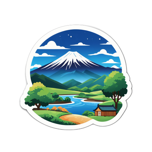 美しい自然のアズミノと穂高山脈のネガティブイオンステッカー