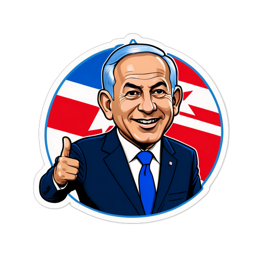 Caricatura di Netanyahu con sfondo della bandiera