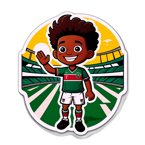 Stiker Karakter Kartun Ceria dengan Jersey Fluminense