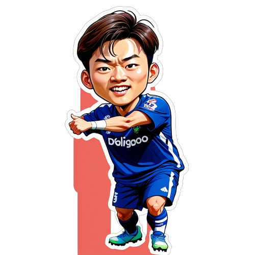 Caricatura de Park Min-jae em ação