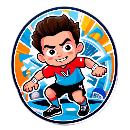 Dynamic Cartoon Athlete Sticker