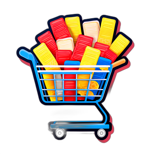 Humorystyczny naklejka z wózkiem na zakupy pełnym wafli Lidl