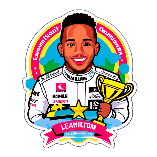 Imaginacyjna naklejka celebrująca osiągnięcia Lewisa Hamiltona