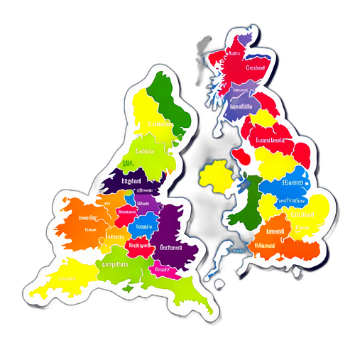 Kolorowa Naklejka z Mapą Anglii