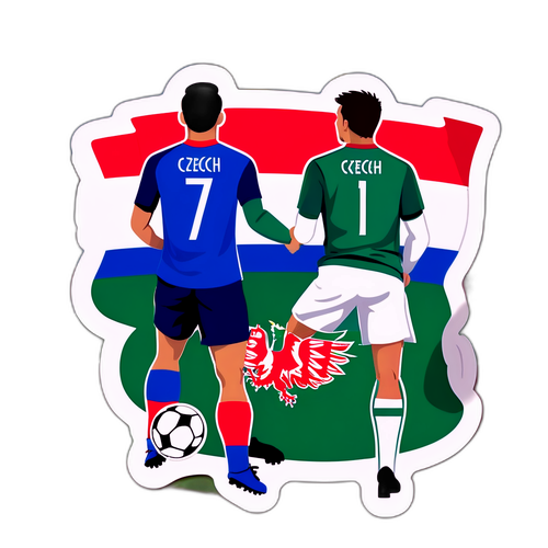 Nálepka fotbalových týmů U21 Bulharska a České republiky