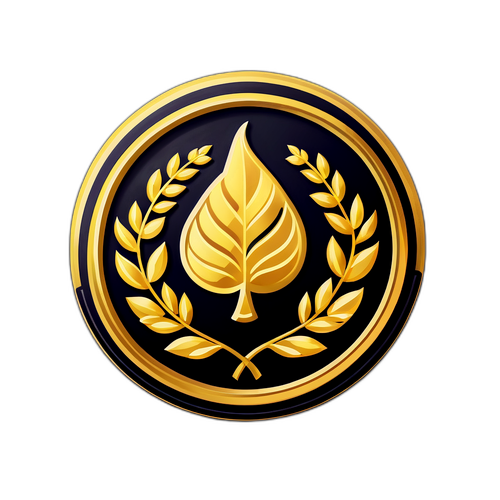 Biểu tượng giá vàng toàn cầu với hình ảnh lá vàng và biểu tượng dao động giá