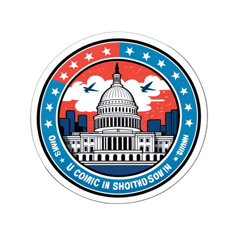 미국 정부 셧다운 과정 만화 스티커