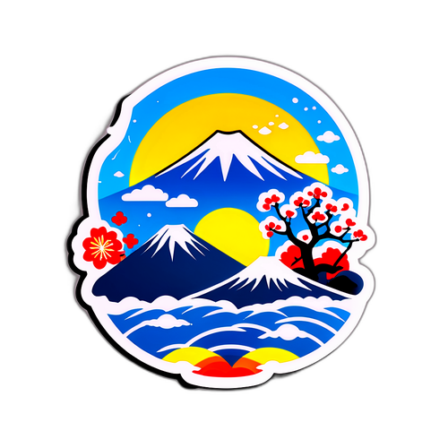 일본의 날씨를 상징하는 스티커