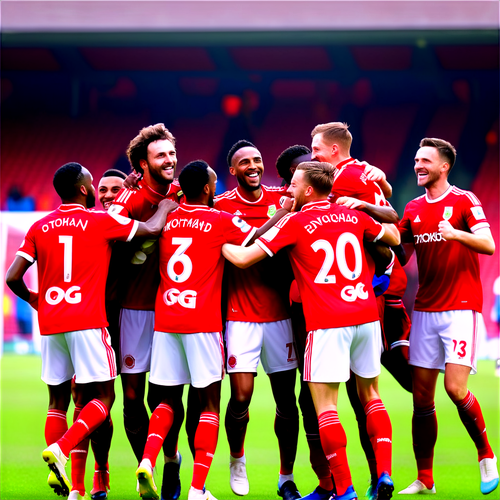 A Nottingham Forest győzelmét ünneplő játékosok