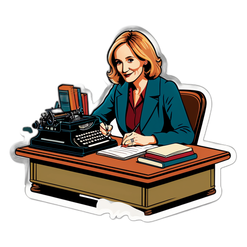J.K. Rowling vid skrivbordet
