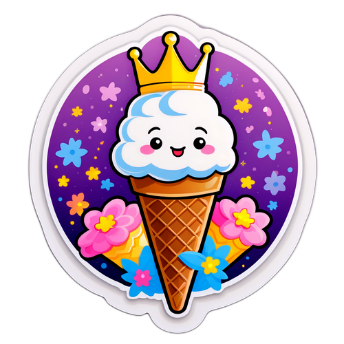 Înghețată cu o coroană de flori