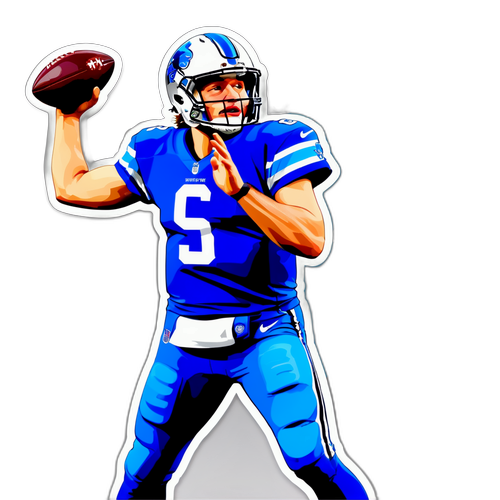 A dynamic sticker of Matthew Stafford throwing a football