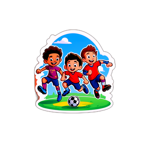 การ์ตูนเด็กเล่นฟุตบอลอย่างสนุกสนาน