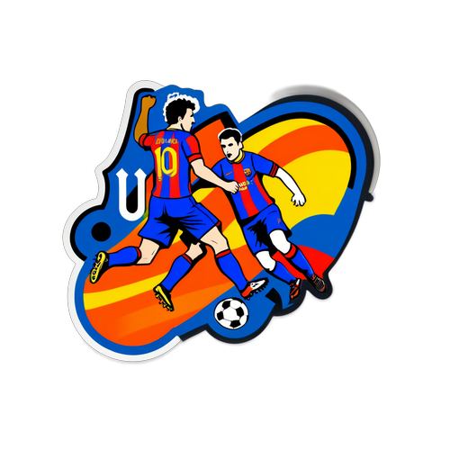 Sticker ng Kapana-panabik na Labanan sa Soccer sa pagitan ng Barcelona at Valencia