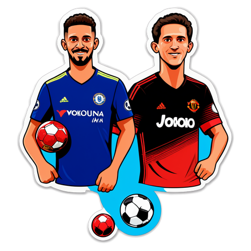 Kreatív ábrázolás két focilabdával és a Chelsea-Man Utd mérkőzés eredménye