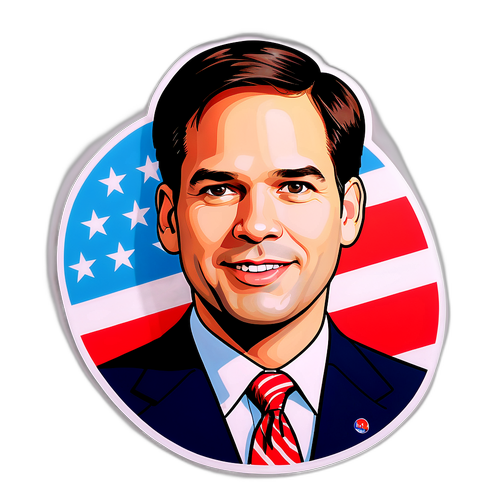 Vintage stílusú portré Marco Rubióról, amerikai zászló témával