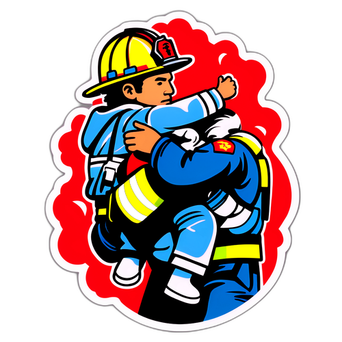 Un potente deporre di un pompiere che porta una persona in salvo, rappresentando 'Last Man Down'