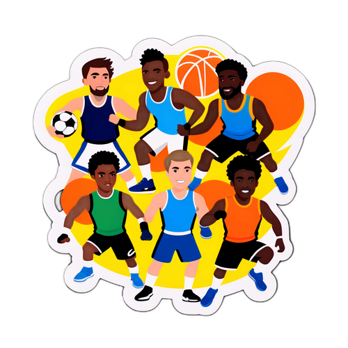 Energisk klistremerke av diverse idrettsutøvere