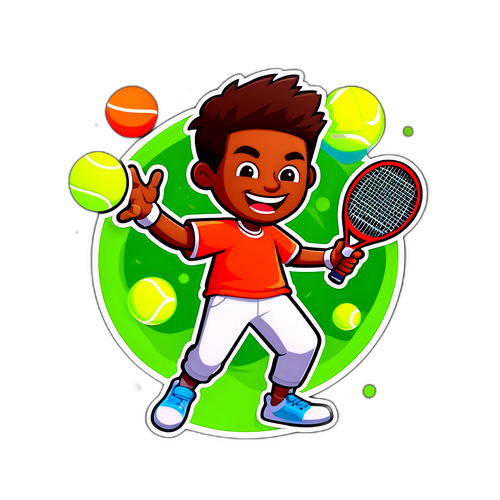 Personaggio Giocoso che Gioca a Tennis