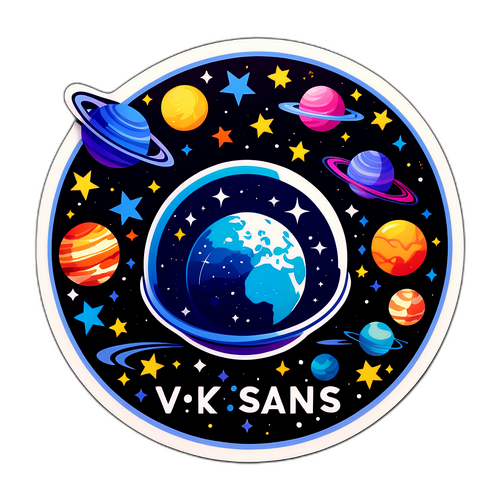 Стикер с логотипом VKS в космической тематике