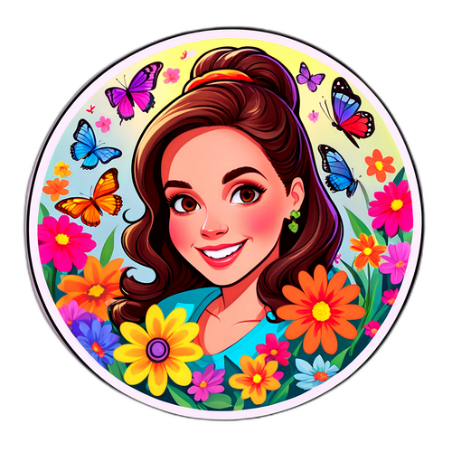 Klistermärke med blommor och fjärilar