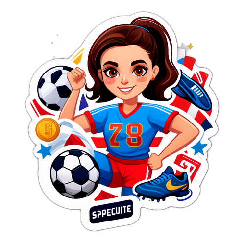 Ein einzigartiger Aufkleber von Esther Sedlaczek, die als sportliche Moderatorin dargestellt wird